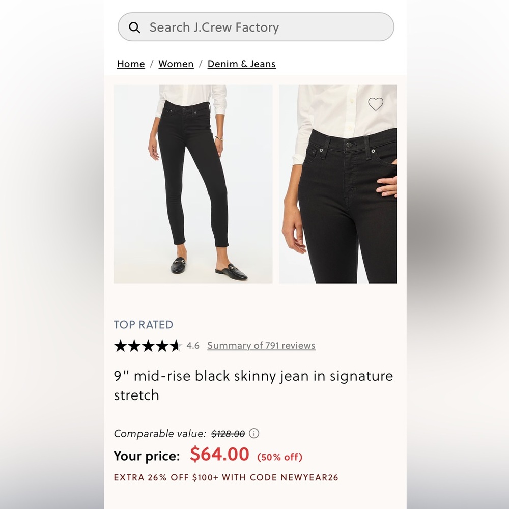 J. Crew Black High-Rise Toothpick Jeans